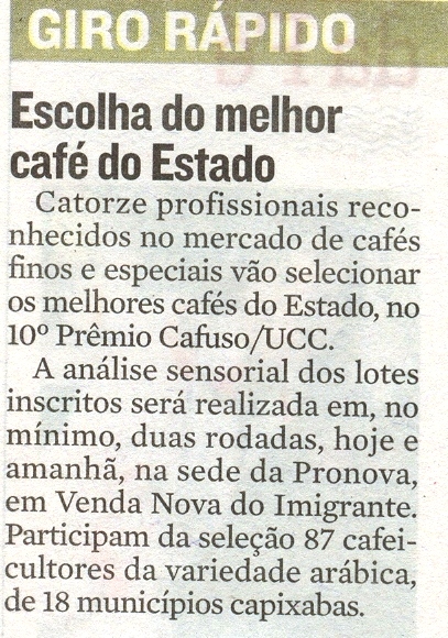 Escolha do Melhor Café do Estado